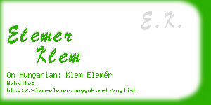 elemer klem business card